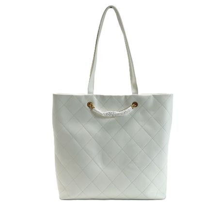  CHANEL シャネル マキシショッピングバッグ マトラッセ  ホワイト ラージトートバッグ 袋有
