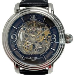 ☆☆ EARNSHAW アーンショウ LONGCASE スケルトン 8011 ブラック 自動巻き メンズ 腕時計 Bランク