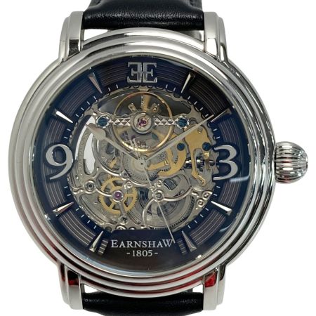  EARNSHAW アーンショウ LONGCASE スケルトン 8011 ブラック 自動巻き メンズ 腕時計
