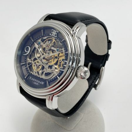  EARNSHAW アーンショウ LONGCASE スケルトン 8011 ブラック 自動巻き メンズ 腕時計
