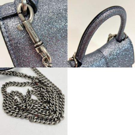  MARC JACOBS マークジェイコブス ザ ギャラクティック グリッター セントマーク トップ ハンドル ミニ シルバー 2WAY