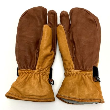  HESTRA へストラ スキーグローブ スリーフィンガー キャメル×ブラウン レザー サイズ 7 ユニセックス 冬山登山