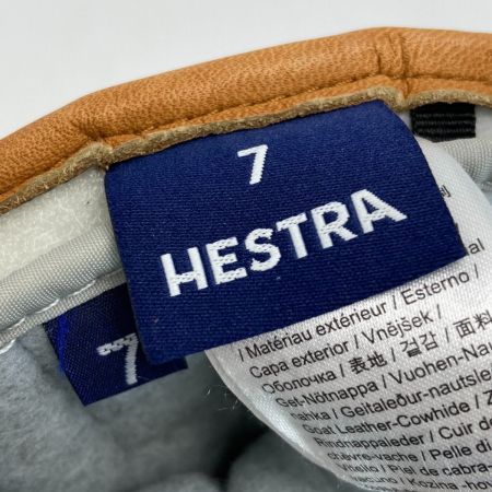  HESTRA へストラ スキーグローブ スリーフィンガー キャメル×ブラウン レザー サイズ 7 ユニセックス 冬山登山