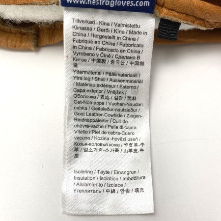  HESTRA へストラ スキーグローブ スリーフィンガー キャメル×ブラウン レザー サイズ 7 ユニセックス 冬山登山