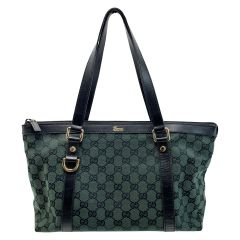 GUCCI グッチ ハンドバッグ キャンバス 272399 ダークグリーン ゴールド金具 レディース Bランク