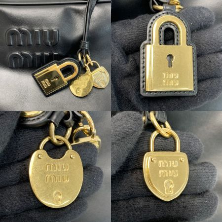  MIU MIU ハンドバッグ ミディアム ボー 5BB172 ブラック レザー レディース