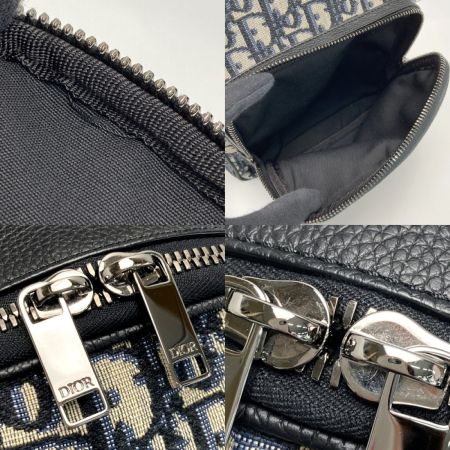 Christian Dior クリスチャンディオール オブリーク Rider スリングバッグ ネイビー ボディバッグ キャンバス×レザー