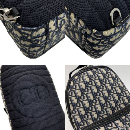  Christian Dior クリスチャンディオール オブリーク Rider スリングバッグ ネイビー ボディバッグ キャンバス×レザー