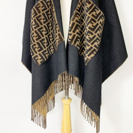  FENDI フェンディ ポンチョ ズッカ柄 FXX707 ブラック×ブラウン レディース