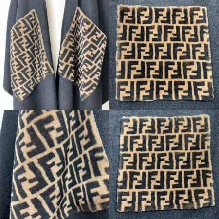  FENDI フェンディ ポンチョ ズッカ柄 FXX707 ブラック×ブラウン レディース
