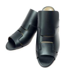 ☆☆ HERMES エルメス Hモチーフ オープントゥー サンダル ブラック レディース SIZE（25.5cm相当） Bランク