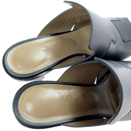  HERMES エルメス Hモチーフ オープントゥー サンダル ブラック レディース SIZE（25.5cm相当）