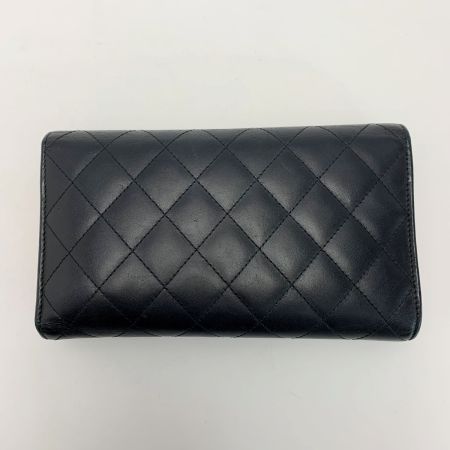  CHANEL シャネル カンボン 3つ折り長財布  A46645 ブラック×ネオンピンク レディース