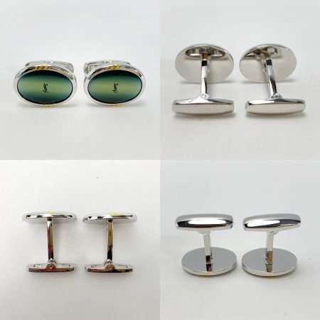  Yves Saint Laurent イブサンローラン シェルカフリンクス & ネクタイピン グリーン ステンレス 箱付