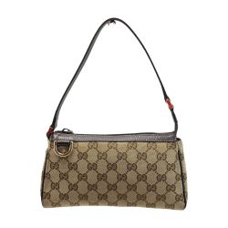 ☆☆ GUCCI グッチ GGキャンバス ワンショルダーバッグ 145750 ベージュ×ブラウン キャンバス×レザー ハンドバッグ Bランク
