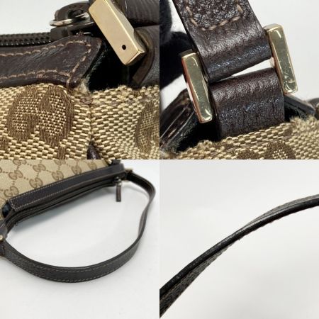  GUCCI グッチ GGキャンバス ワンショルダーバッグ 145750 ベージュ×ブラウン キャンバス×レザー ハンドバッグ