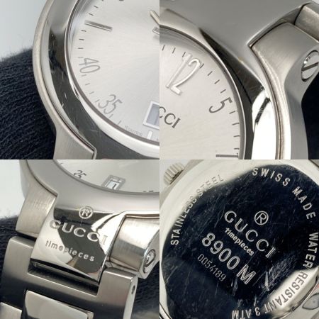  GUCCI グッチ デイト ステンレススチール 8900M シルバー クォーツ メンズ 腕時計