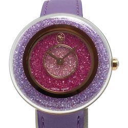 ☆☆ SWAROVSKI スワロフスキー クリスタルライン ラスター 5656896 パープル クォーツ レディース 腕時計 Bランク