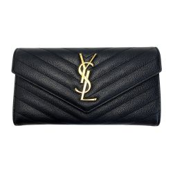 ☆☆ Yves Saint Laurent イブサンローラン Vステッチ CFP372264 ブラック 長財布  レディース Bランク