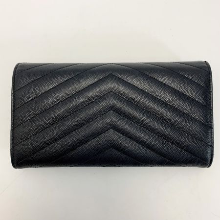  Yves Saint Laurent イブサンローラン Vステッチ CFP372264 ブラック 長財布  レディース
