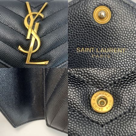  Yves Saint Laurent イブサンローラン Vステッチ CFP372264 ブラック 長財布  レディース