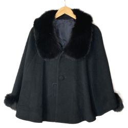 ☆☆ Desii mode ファー付きケープ カシミア混 サイズ F 50400362-7 ブラック レディース Bランク