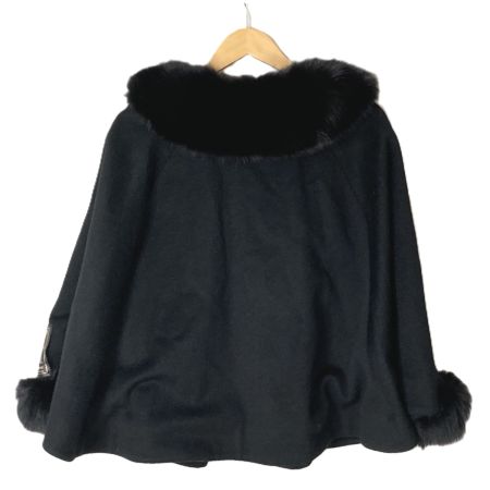  Desii mode ファー付きケープ カシミア混 サイズ F 50400362-7 ブラック レディース
