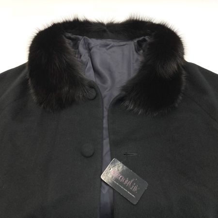  Desii mode ファー付きケープ カシミア混 サイズ F 50400362-7 ブラック レディース