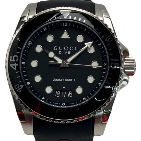  GUCCI グッチ ダイブ デイト 136.2 ブラック クォーツ メンズ 腕時計 箱有 DIVE
