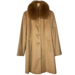 GRADE グレード カシミヤコート カシミヤ100% 無地 25650425 カーキ レディース 11号 ファー付き襟 Bランク