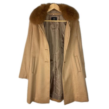 GRADE グレード カシミヤコート カシミヤ100% 無地 25650425 カーキ レディース 11号 ファー付き襟