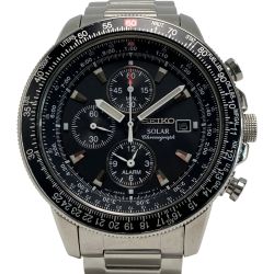 ☆☆ SEIKO セイコー クロノグラフ デイト V172-0AC0 ブラック ソーラー メンズ 腕時計 Bランク