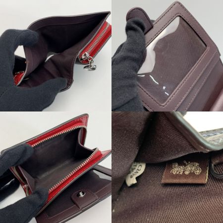  COACH コーチ パテントレザー  CW790 レッド 2つ折り財布