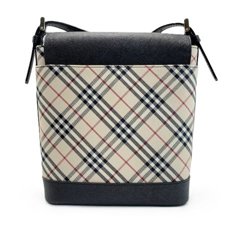  BURBERRY バーバリー ショルダーバッグ ブラック×ホワイト チェック柄 レディース