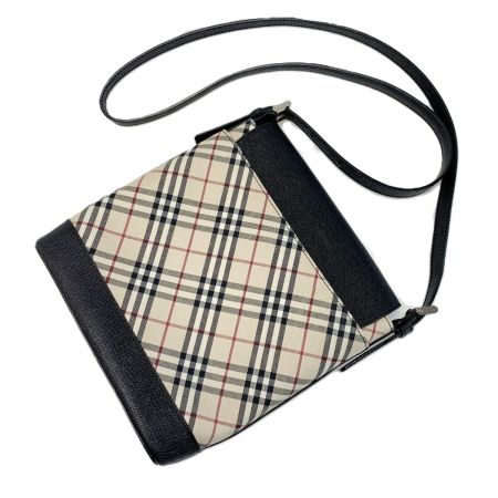  BURBERRY バーバリー ショルダーバッグ ブラック×ホワイト チェック柄 レディース