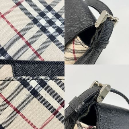  BURBERRY バーバリー ショルダーバッグ ブラック×ホワイト チェック柄 レディース