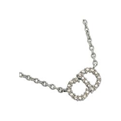 ☆☆ Christian Dior クリスチャンディオール Clair D Lune CDロゴ ラインストーン ネックレス シルバー GP 箱・布袋有 Bランク