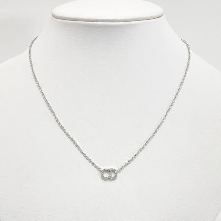  Christian Dior クリスチャンディオール Clair D Lune CDロゴ ラインストーン ネックレス シルバー GP 箱・布袋有