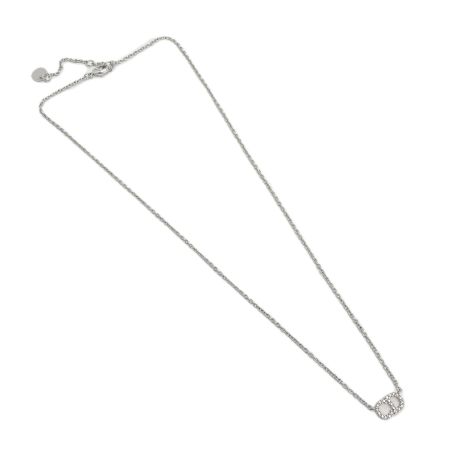  Christian Dior クリスチャンディオール Clair D Lune CDロゴ ラインストーン ネックレス シルバー GP 箱・布袋有