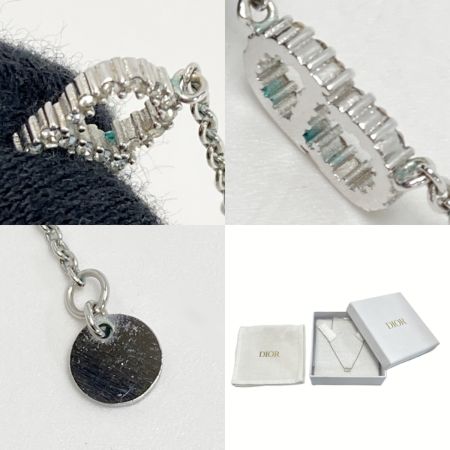  Christian Dior クリスチャンディオール Clair D Lune CDロゴ ラインストーン ネックレス シルバー GP 箱・布袋有