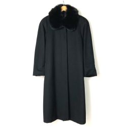 ☆☆ cashmere カシミアコート ファー付き サイズ 11号 ブラック レディース Bランク