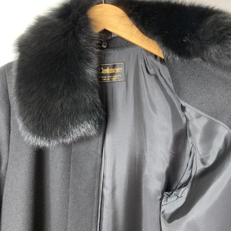  cashmere カシミアコート ファー付き サイズ 11号 ブラック レディース