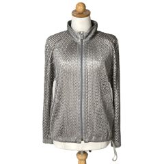  ISSEY MIYAKE イッセイミヤケ PLEATS PLEASE カーディガン PP83-JC592 グレー サイズ 3 レディース Bランク