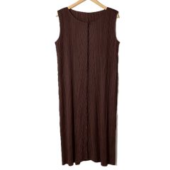  ISSEY MIYAKE イッセイミヤケ PLEATS PLEASE ノースリーブワンピース PP23-JH148 ブラウン サイズ 4 レディース Bランク