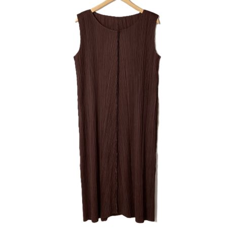  ISSEY MIYAKE イッセイミヤケ PLEATS PLEASE ノースリーブワンピース PP23-JH148 ブラウン系 サイズ 4 レディース
