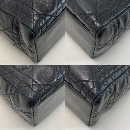  Christian Dior クリスチャンディオール レディディオール カナージュ ラムスキン ブラック G金具 ハンドバッグ 