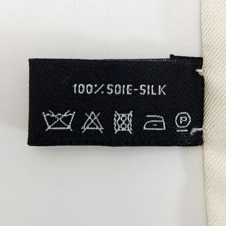  CHANEL シャネル ヘアバンド 細いスカーフ ツイリー ホワイト×ブルー シルク100%