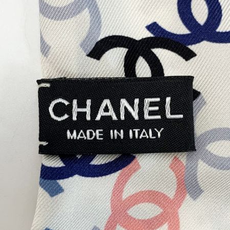  CHANEL シャネル ヘアバンド 細いスカーフ ツイリー ホワイト シルク100％