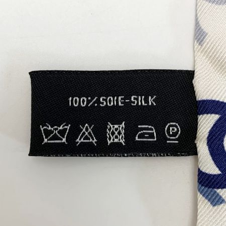  CHANEL シャネル ヘアバンド 細いスカーフ ツイリー ホワイト シルク100％