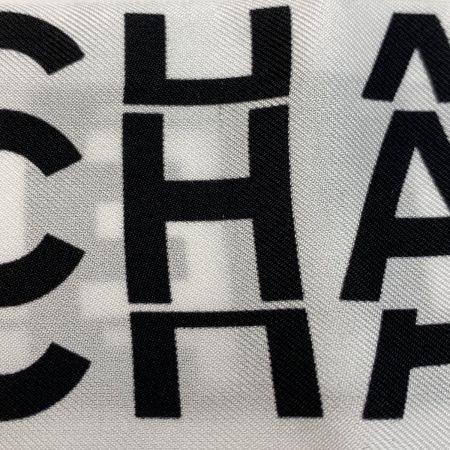  CHANEL シャネル ヘアバンド 細いスカーフ ツイリー ブラック×ホワイト シルク100％